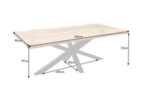 GALAXIE Solid industrial dining table mango wood star-shaped frame