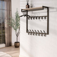 Garderobe Terra hoch Kleiderstange und Hutablage 3x7 Haken / Melamin Travertin