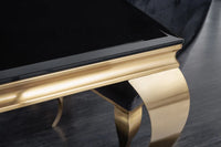 MODERN BAROCK Eleganter Design Esstisch 200cm schwarz gold Edelstahl Opalglas Tischplatte