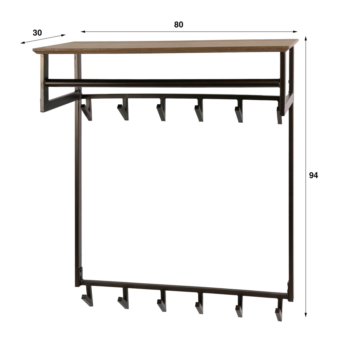 Garderobe Bruno hoch 2x6 Haken / Drift brown