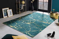 Design Teppich MARBLE 240x160cm grün gold Marmor-Optik Flachgewebe