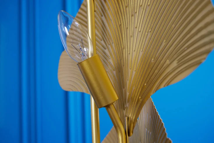 GINKGO Design Stehlampe 160cm gold Metall