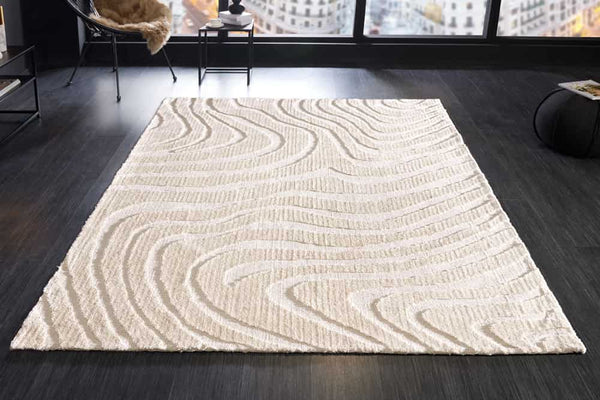 Design Teppich WAVE 240x170cm creme beige 3D-Effekt