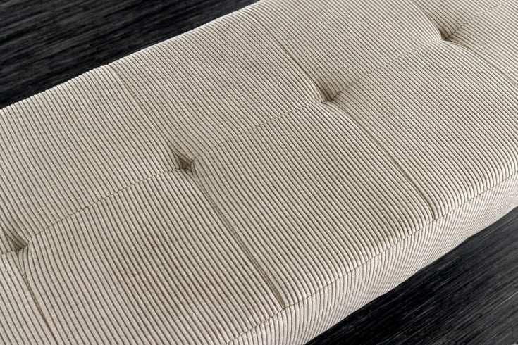 BOUTIQUE Design Sitzbank 100cm dunkelgrau Cord schwarze Metallbeine