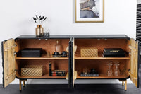 WAVE Design Sideboard 160cm schwarz mattgold Mango Massivholz