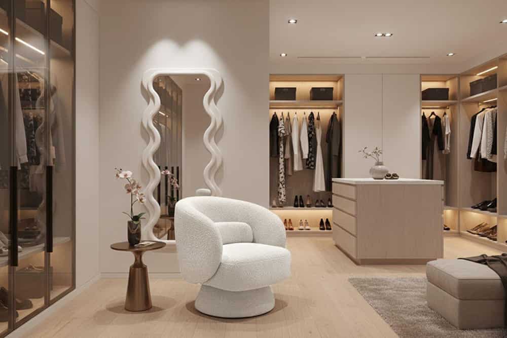 BOSSA NOVA Drehbarer Design Sessel 80cm Bouclé