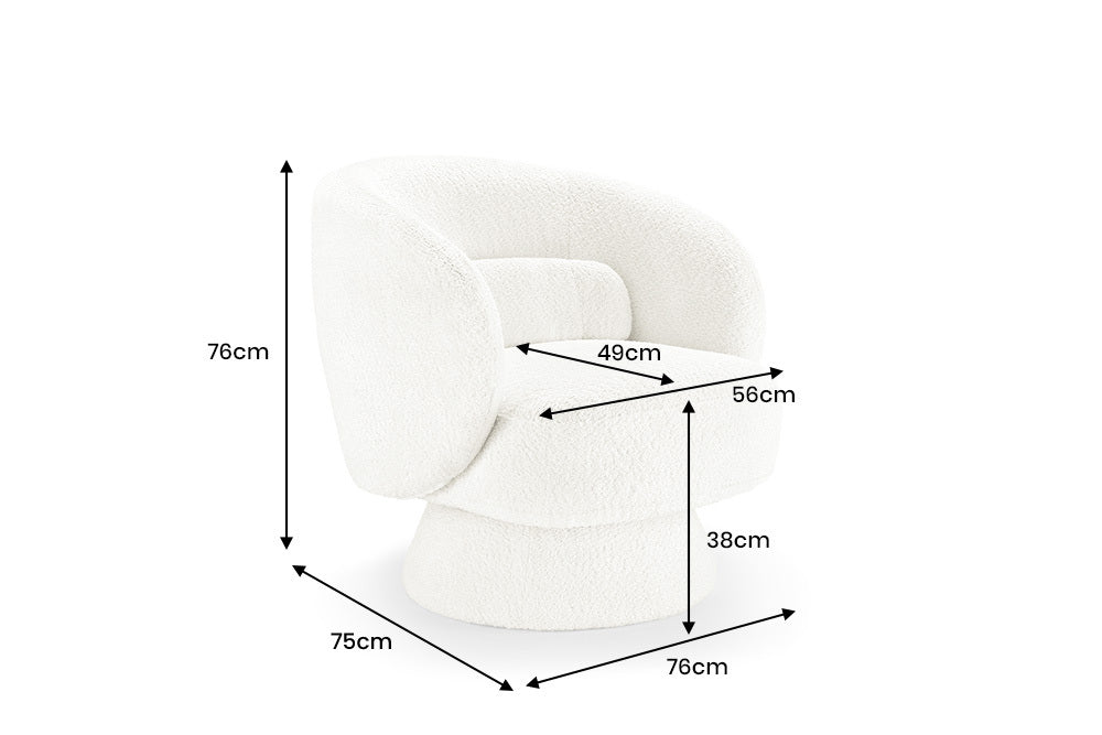BOSSA NOVA Drehbarer Design Sessel 80cm Bouclé