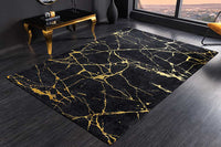 Design Teppich MARBLE 240x160cm schwarz gold Marmor-Optik Flachgewebe