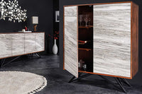 PURE Solid highboard 140cm Sheesham stone finish display case rosewood