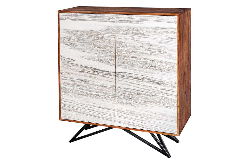 PURE Solid highboard 140cm Sheesham stone finish display case rosewood