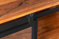 HERITAGE Massives Lowboard 160cm natur Akazienholz schwarz Metall Vitrine