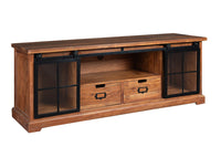 HERITAGE Massives Lowboard 160cm natur Akazienholz schwarz Metall Vitrine