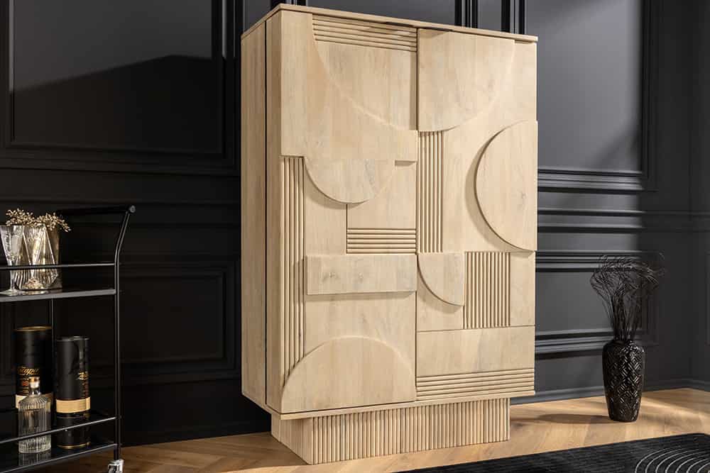 PURE Solid highboard 140cm Sheesham stone finish display case rosewood