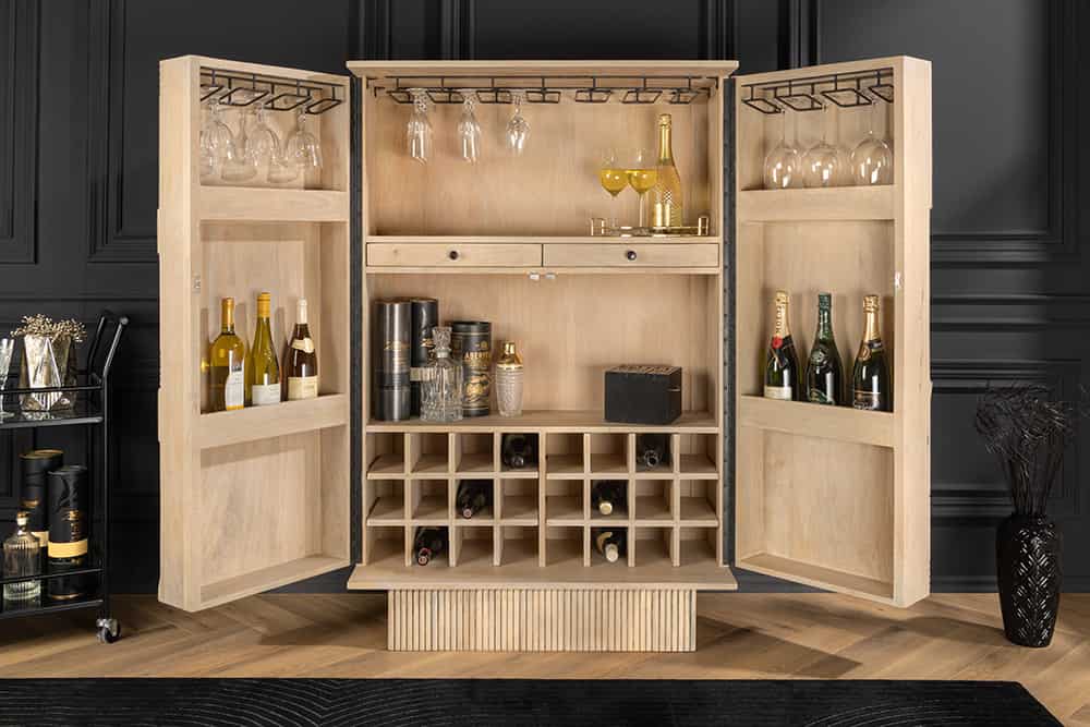 PURE Solid highboard 140cm Sheesham stone finish display case rosewood