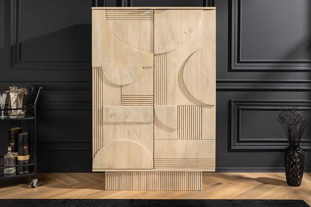 PURE Solid highboard 140cm Sheesham stone finish display case rosewood