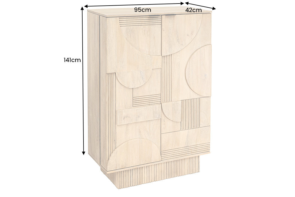 PURE Solid highboard 140cm Sheesham stone finish display case rosewood