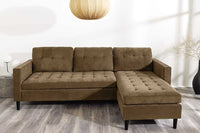 STOCKHOLM Retro Ecksofa 220cm Cord Federkern 3-Sitzer