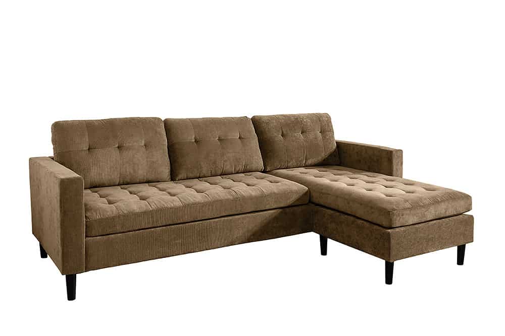 STOCKHOLM Retro Ecksofa 220cm Cord Federkern 3-Sitzer