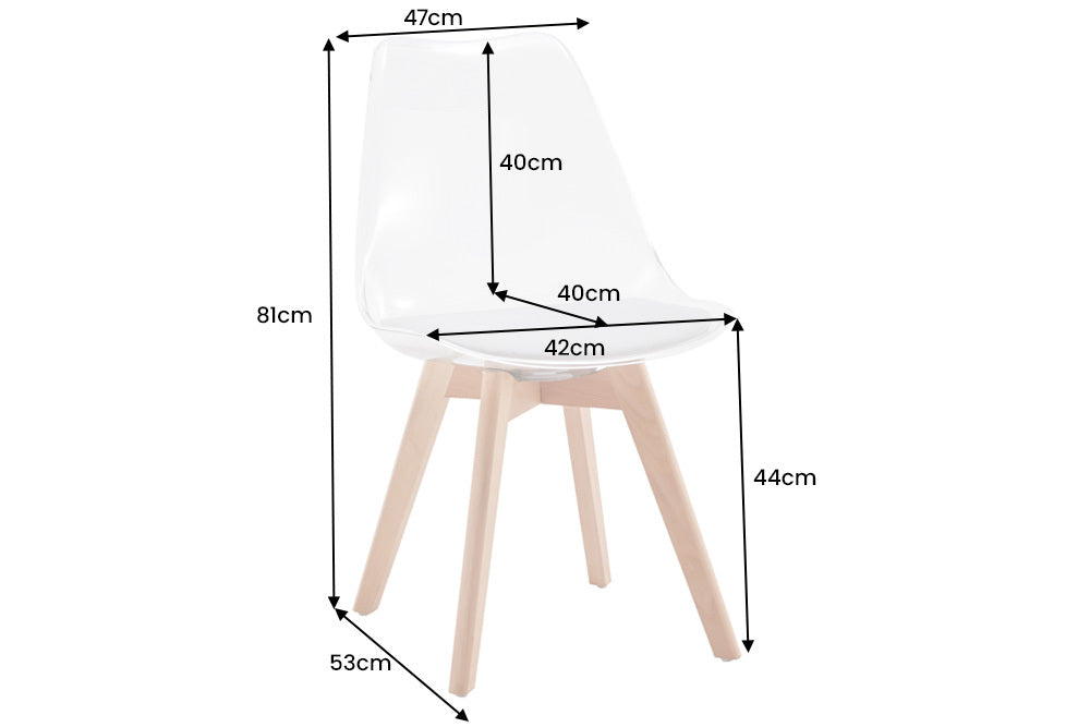 Design Stuhl SCANDINAVIA MEISTERSTÜCK transparent Kunststoff Buchenholz natur
