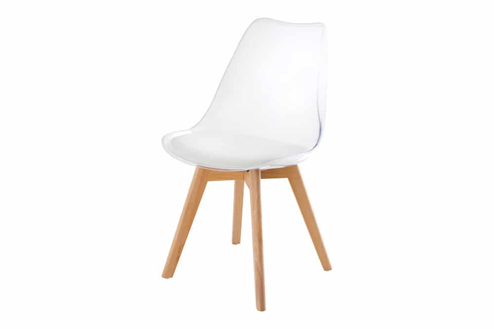 Design Stuhl SCANDINAVIA MEISTERSTÜCK transparent Kunststoff Buchenholz natur