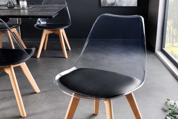 Design Stuhl SCANDINAVIA MEISTERSTÜCK transparent Kunststoff Buchenholz natur