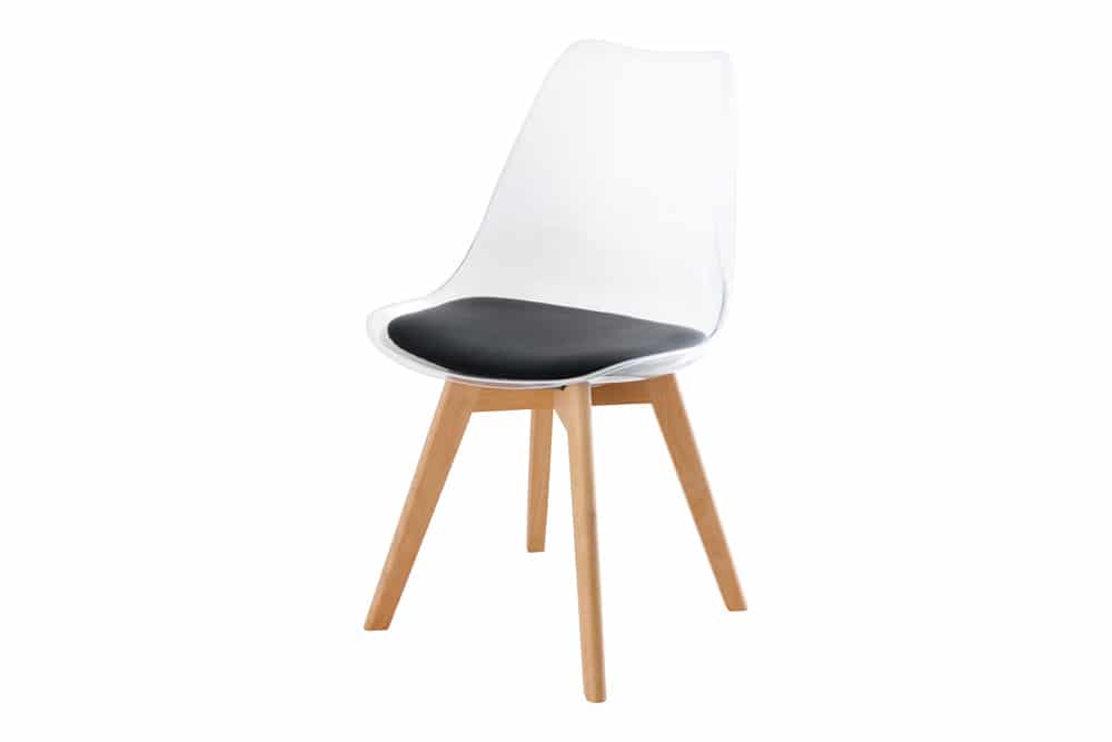 Design Stuhl SCANDINAVIA MEISTERSTÜCK transparent Kunststoff Buchenholz natur