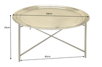 ORIENT Runder Couchtisch 70cm messing gold abnehmbares Tablett klappbar Hammerschlag Design
