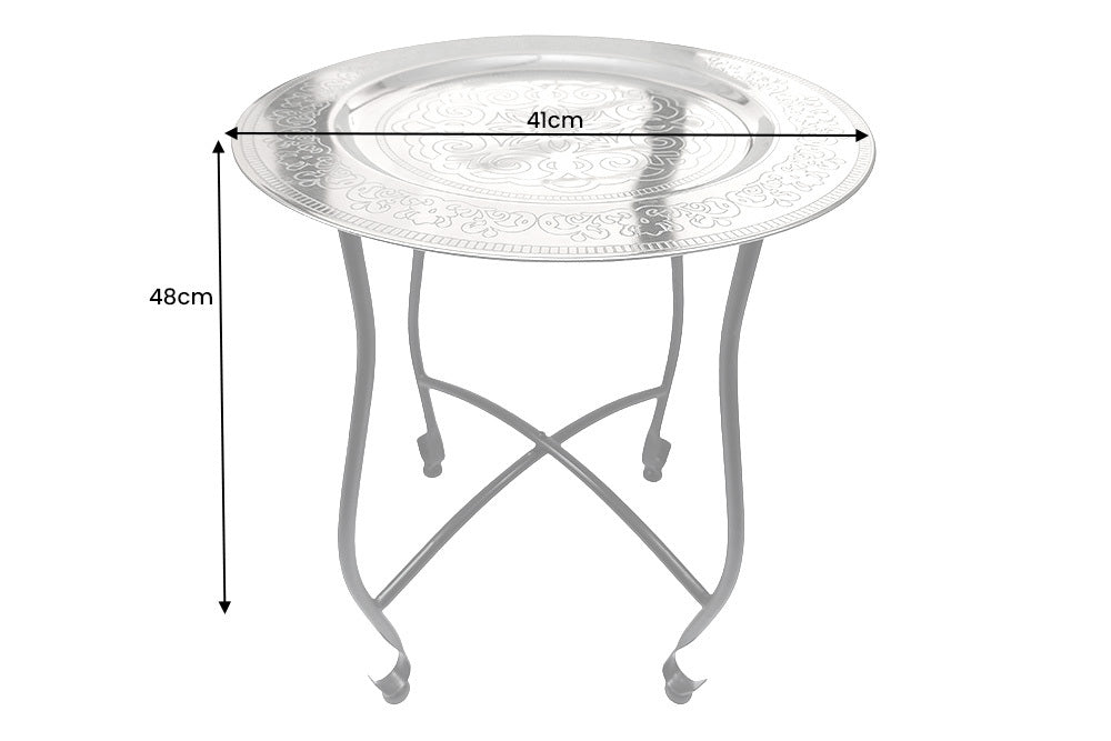 MARRAKESCH Runder Beistelltisch 50cm Teetisch abnehmbares Tablett klappbar