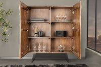 Massivholz Highboard HURRICANE 120cm braun Akazie 3D-Design