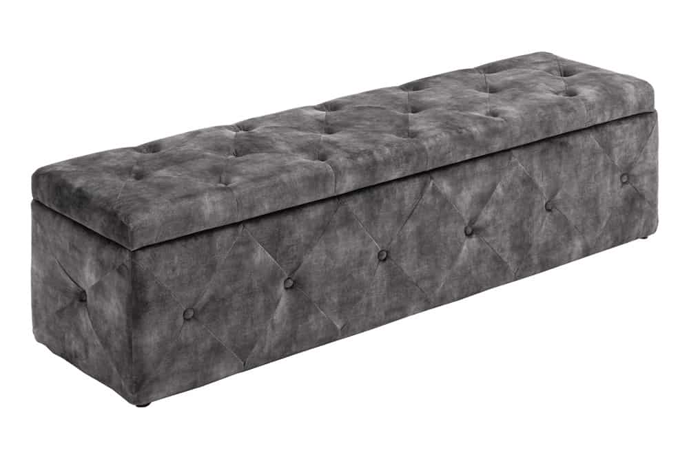 Chesterfield Bettbank EXTRAVAGANCIA 140cm grau Samt mit Stauraum