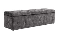 Chesterfield Bettbank EXTRAVAGANCIA 140cm grau Samt mit Stauraum