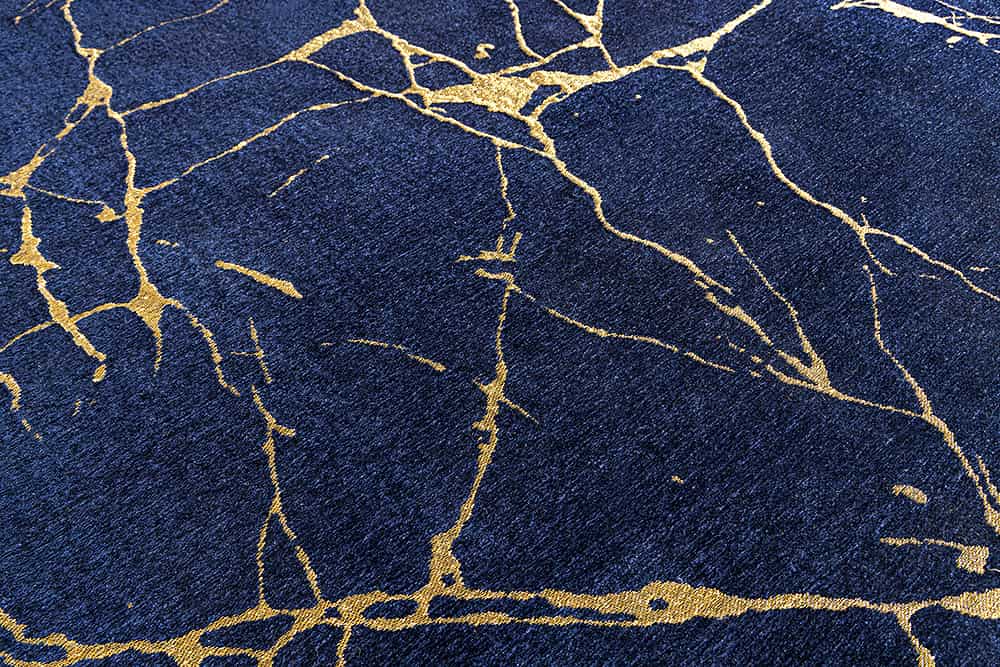 Design Teppich MARBLE 240x160cm königsblau gold Marmor-Optik Flachgewebe