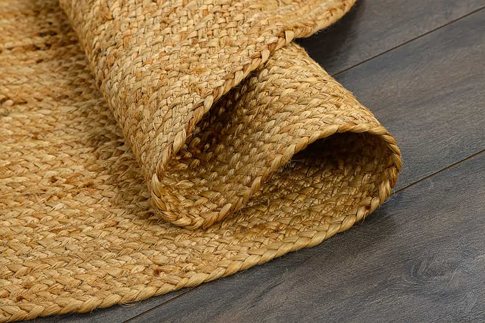 Runder Teppich PURE NATURE 120cm Jute handgewebt Flachgewebe