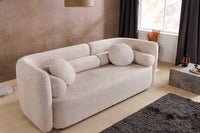 ART DECO Modernes Sofa 200cm Bouclé 3-Sitzer Couch inkl. Kissen