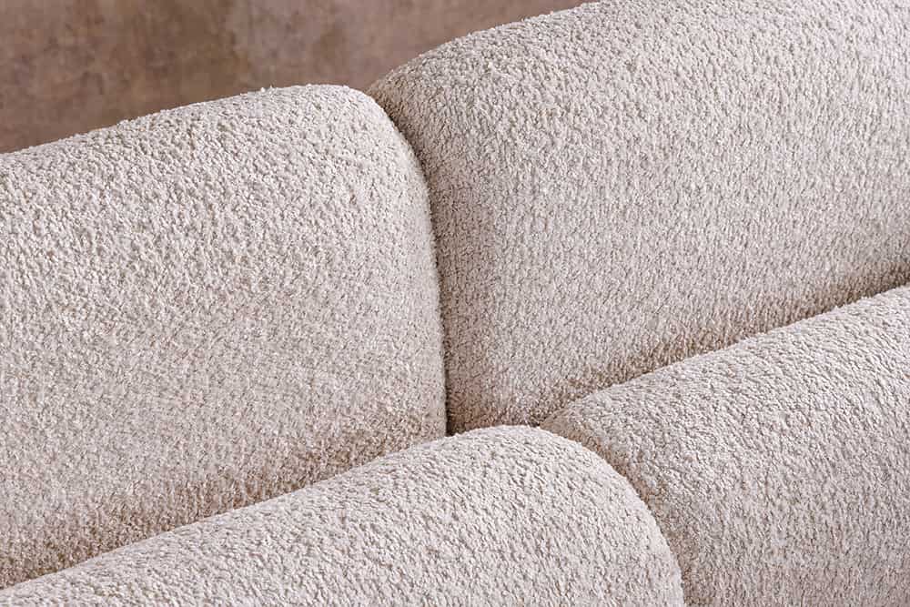 ART DECO Modernes Sofa 200cm Bouclé 3-Sitzer Couch inkl. Kissen