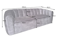 BABYLON 3-Sitzer Sofa 200cm Samt mit Ziersteppung