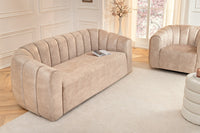 BABYLON 3-Sitzer Sofa 200cm Samt mit Ziersteppung