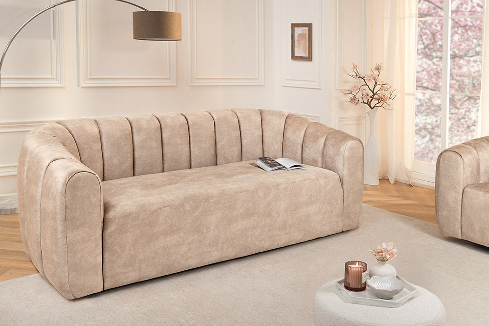 BABYLON 3-Sitzer Sofa 200cm Samt mit Ziersteppung