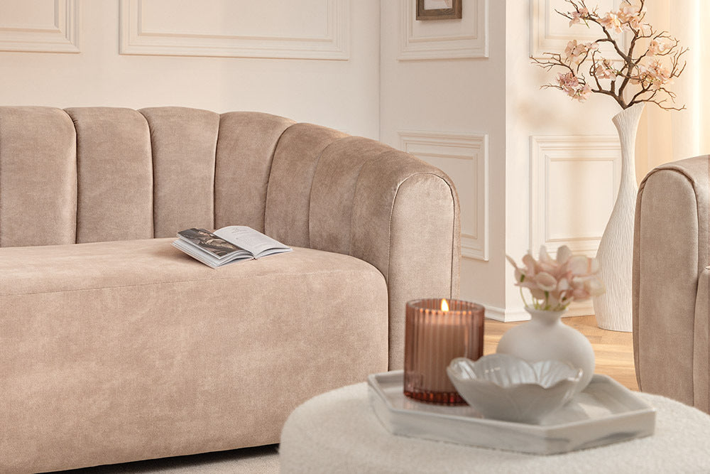 BABYLON 3-Sitzer Sofa 200cm Samt mit Ziersteppung