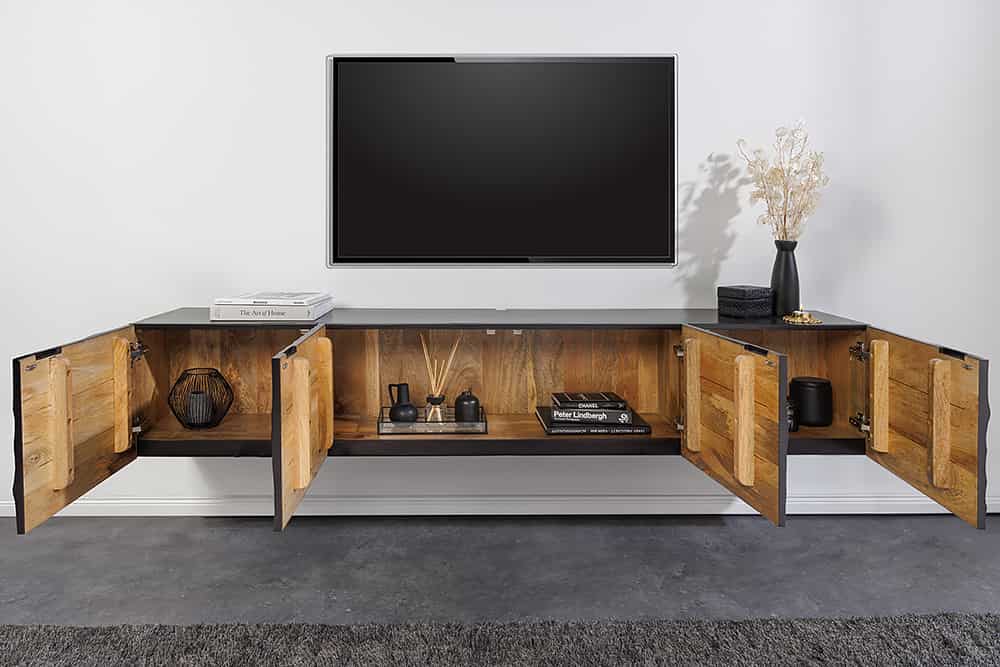 WAVE Design TV Board 160cm black mango solid wood