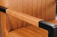 BIG ASTON Moderner Freischwinger Armlehnenstuhl Echtleder Federkern Metall