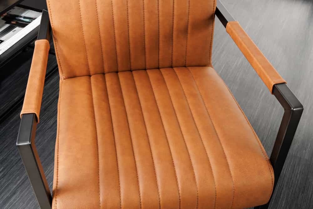 BIG ASTON Moderner Freischwinger Armlehnenstuhl Echtleder Federkern Metall