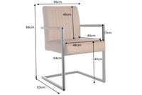 BIG ASTON Moderner Freischwinger Armlehnenstuhl Echtleder Federkern Metall