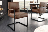 BIG ASTON Moderner Freischwinger Armlehnenstuhl Echtleder Federkern Metall