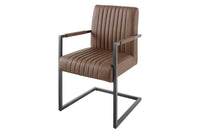 BIG ASTON Moderner Freischwinger Armlehnenstuhl Echtleder Federkern Metall