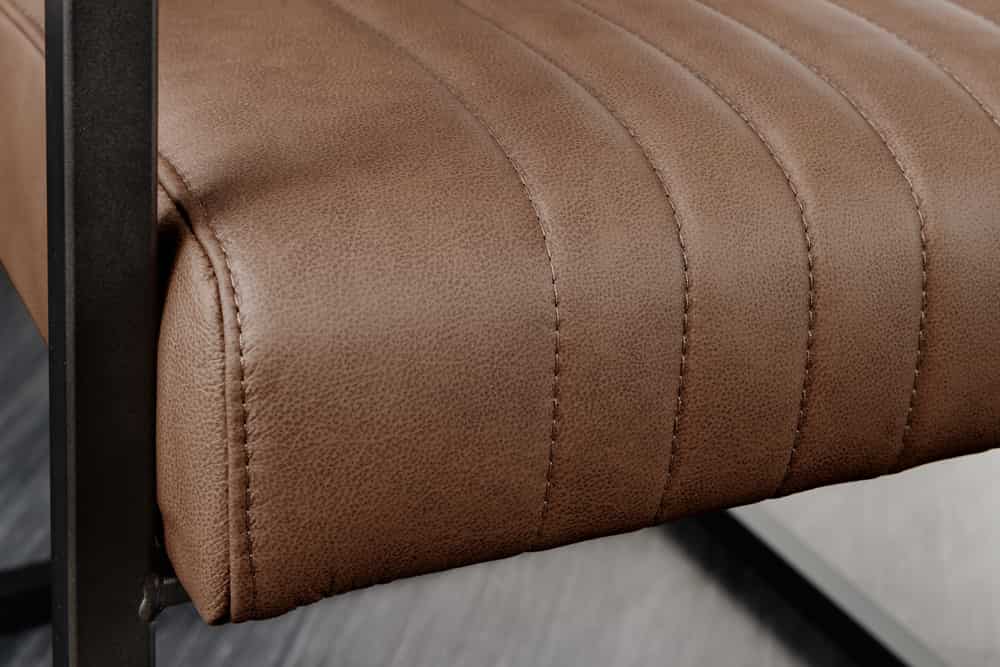 BIG ASTON Moderner Freischwinger Armlehnenstuhl Echtleder Federkern Metall