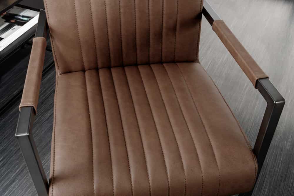 BIG ASTON Moderner Freischwinger Armlehnenstuhl Echtleder Federkern Metall