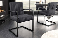 BIG ASTON Moderner Freischwinger Armlehnenstuhl Echtleder Federkern Metall