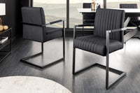 BIG ASTON Moderner Freischwinger Armlehnenstuhl Echtleder Federkern Metall