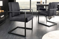 BIG ASTON Moderner Freischwinger Armlehnenstuhl Echtleder Federkern Metall